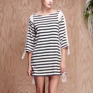 Anthropologie Pepin Breton mini half sleeve stripe crochet dress